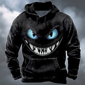 abordables Sweatshirts et Hoodies d&#039;Halloween-Halloween Homme Dragon 3D Sweat à capuche Sweatshirt Punk Exagéré manche longue Col ras du cou Club Vêtements de rue Bleu Violet Cordon de serrage Automne Hiver Designer
