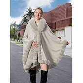 billige Pelssjal-Pelssjal Elegant Hold Varm Ermeløs Flaggermusermer Polyester Bryllup Wrap Med Ren Farge Til Spesiell Leilighet Høst vinter