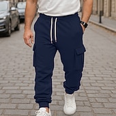 economico Carico-Per uomo Pantaloni da Tuta Cargo Pantaloni da tuta Pantaloni in Pile Joggers Pantaloni Coulisse Elastico in vita Multi-tasche Semplice Traspirante Lunghezza intera Casuale Quotidiano All'aperto Moda