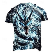 preiswerte 3D-T-Shirts-Herren Drache 3D T Shirt Kurzarm T-Shirt 3D-Druck Rundhalsausschnitt Hemd Übertrieben Designer Party Straße Lässig Blau Purpur Grün Sommer Frühling Bekleidung S M L XL XXL XXXL