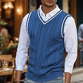 abordables Gilet pull-Homme Pull de Noël Chandails de Noël Pull Gilet pull de Noël Robe pull Côtelé Torsadé Tricoter Hauts Réguliers Tricoté Uni Col en V Mode Occasionnel Vacances Tenue quotidienne Vêtement Tenue Automne