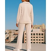 cheap Tracksuits-Women's Tracksuit Sweatpants Sportswear Solid Colored Clothing Suit Fall Black White Outdoor Travel Sports High Waist Long Sleeve Sport Activewear Micro-elastic Regular Fit