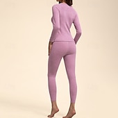 economico Set e Tutine-Per donna Tempo freddo in alto e in basso Strato di base superiore e inferiore Underwear Set termica Inverno Molto spesso Tinta unica Completo Abbigliamento Bianco latte Rosa scuro Palestra Pilates