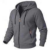 abordables Sudadera Táctica-Hombre Sudadera Sudadera con capucha y cremallera completa Sudadera con capucha de lana Sudadera táctica con capucha Negro Azul Marino Gris Claro Gris Oscuro Con Capucha Plano Cremallera Deporte