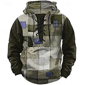 economico Schema Geometrico-Per uomo Geometrico Felpe con cappuccio Moda Cool Manica Lunga Con Cappuccio Nero Blu Coulisse Patchwork Autunno Inverno progettista