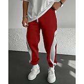 levne Tepláky-Pánské Tepláky Běžec Kalhoty Šňůrky Kapsy Elastický pas Barevné bloky Pohodlné Outdoorové sporty Denní Módní Na běžné nošení Černočervená Bílá  / modrá Lehce elastické