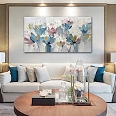 olcso Virág-/növénymintás festmények-kézzel festett absztrakt virágos olajfestmények, vászonra kézzel készített virágok és növények otthoni nappali dekorációhoz, keret nélkül