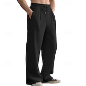 お買い得  スウェットパンツ-男性用 スウェットパンツ ズボン バギーパンツ ニットパンツ オープンボトムスウェットパンツ ドローストリング 弾性ウエスト 平織り 吸汗性 高通気性 全長 アウトドア カジュアル 日常 ファッション ストリートファッション ブラック グリーン 伸縮性あり
