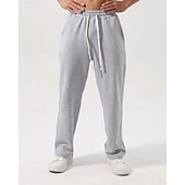 cheap Straight Leg-Men's Sweatpants Trousers Straight Leg Sweatpants Drawstring Pocket Elastic Waist Plain Comfort Sports Outdoor Daily Fashion Casual Black White Micro-elastic