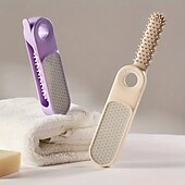 preiswerte Reinigungsmittel-2-in-1-Nano-Glasfuß &amp;Fußfeile zum Entfernen von Peelings &amp;Massagebürste mit ergonomischem Griff, langlebiger Kunststoff, manueller Rasierer in Hellbeige für glatte Füße, Hände, Ellbogen und Knie