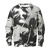 billige Geometrisk mønster-Herre Abstrakt Genser Fritid Langermet Crew-hals Feriereise Gateklær Rød Lilla Crewneck 3D Alle årstider Designer