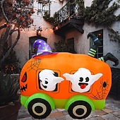 abordables Halloween al Aire Libre-1 unidad de 1,7 m x 1,5 m de payaso fantasma de Halloween LED con luz de calabaza, modelo inflable de aire para interiores y exteriores, patio, jardín, césped, fiesta, festival de Halloween, luz