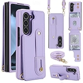 olcso Samsung-tokok-telefon Ügy Kompatibilitás Samsung Galaxy Z-hajtás 7 Z Hajtogatás 6 Z Fold 5 Z Fold 4 Felhajtható fedél Kártyahely Ütésálló Retro PC PU bőr