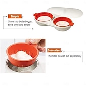 tanie Przybory kuchenne i gadżety-przenośny garnek do gotowania jajek w kuchence mikrofalowej, dwuoczna misa do gotowania jajek w parze z separatorem, tacka do gotowania jajek w kuchence mikrofalowej o jakości spożywczej