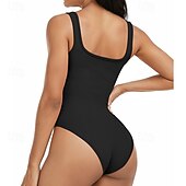 billiga Set och One-Pieces-Dam Träningsdräkt One Piece Romper Ensfärgat Kroppsdräkt risvit Svart Gym Träning Löpning Andningsfunktion Magkontroll Ärmlös Sport Sportkläder