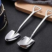 economico Utensili e gadget da cucina-4 cucchiai a pala in acciaio inossidabile, mini cucchiaini da dessert a pala creativi e carini, stoviglie in acciaio inossidabile per la casa per anguria, gelato, coppie