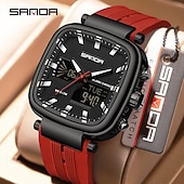 Χαμηλού Κόστους Ψηφιακά Ρολόγια-Μόδα SANDA Κορυφαία Μάρκα Νέο 6282 Ανδρικό Ηλεκτρονικό Ρολόι Διπλή Οθόνη Σπορ Αδιάβροχο LED Ανδρικό Χρονόμετρο Ηλεκτρονικό Ρολόι