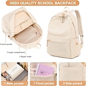 abordables Cartables-Sac à dos d'école pour adolescents, grand sac à dos en velours côtelé, léger, pour ordinateur portable 17 pouces, pour filles et garçons, décontracté, pour le lycée