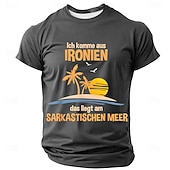 levne Vtipná trička pro muže-Vtipné ironické sarkastické pánské grafické tričko | Německý vtip &#039;Pocházím z ironie&#039; Tropical Design Tee