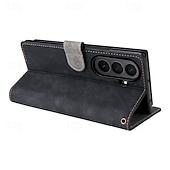 cheap Samsung Cases-Phone Case For Samsung Galaxy Z Fold 7 Z Fold 6 Z Fold 5 Z Fold 4 Back Cover with Lanyard Kickstand Card Slot Retro TPU PU Leather