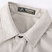  Homens camisa cargo Camisa de Trilha Camiseta militar tática Manga Longa Aberto para a Lateral Blusas Ao ar livre Respirável Primavera Outono Algodão Preto Branco Verde Tropa Caça Exercite-se Viajar