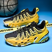 billiga Herrsneakers-herrsneakers i gult och svart mesh – andningsbara lätta sportskor för gym, träning och utomhussport