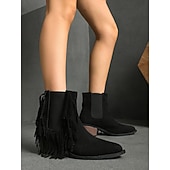 abordables Bottines-Bottines à franges à imprimé tigre pour femmes – Bottines western à talons épais et imprimé animal audacieux pour la mode automne-hiver et les festivals de musique