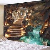 Недорогие Настенные гобелены-гобелен Плакаты Гобелены 森林 Пейзаж 3D фантазия Спальня Гостиная Общежитие Украшения Стена Дверь Фон