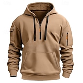 economico Felpa Tattica-Per uomo Felpa con cappuccio Felpa con cappuccio e zip corta Felpa con cappuccio in pile Felpa con cappuccio tattica Nero Blu marino Cachi Grigio chiaro Grigio scuro Con Cappuccio Semplice Cerniera