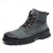 abordables Bottes de travail-Bottines de randonnée kaki pour homme avec semelle extérieure en caoutchouc épais – chaussures d&#039;extérieur respirantes et durables pour l&#039;alpinisme, le travail et les voyages d&#039;aventure