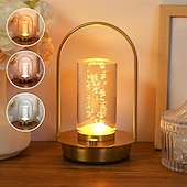 abordables Lampes de table-Lampe de table portable en métal pour extérieur et intérieur, 3 couleurs, sans fil, rechargeable, à intensité variable, alimentée par batterie, petite lampe de bureau, lanterne pour patio, chambre,