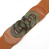 levne pás-Dámské Pás Slitina Černá Rubínově červená Velbloudí Široký pásek Venkovní Denní Čistá barva