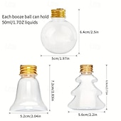 levne Ozdoby-10 ks vánočních alkoholových kuliček sada plnitelných průhledných plastových vánočních ozdob na závěsné skleničky na panáky pro vánoční, domácí, sváteční, svatební, večírek a dekoraci