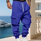economico Carico-Per uomo Pantaloni da tuta Pantaloni in Pile Joggers Pantaloni invernali Pantaloni da Tuta Cargo Coulisse Tasca Elastico in vita Semplice Comodità Caldo Sport all'Aperto Quotidiano Moda Casual Nero