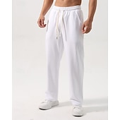 cheap Straight Leg-Men's Sweatpants Trousers Straight Leg Sweatpants Drawstring Pocket Elastic Waist Plain Comfort Sports Outdoor Daily Fashion Casual Black White Micro-elastic