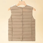 abordables Chalecos Largos-Mujer Chaleco Mantiene abrigado Cómodo Botones Casual Plano Vacaciones Fin de semana Botonadura Simple Regular Cuello redondo Ajuste regular Sin Mangas Ropa de calle Negro Blanco Azul cielo Otoño