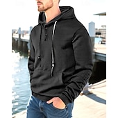 baratos hoodies básicos dos homens-Homens Moletom Moletom com capuz Preto Branco Amarelo Azul Marinha Café Com Capuz Tecido Jacquard Com Cordão Bolsos Estriado Desportos e Ar livre Diário Feriado Poliéster Roupa de rua Básico Casual