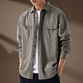 economico Cime-Per uomo camicia cargo Camicia da escursionismo Manica Lunga Collo ripiegato Top Esterno Traspirante Cotone Nero Caffè Grigio Caccia Allenamento Viaggio