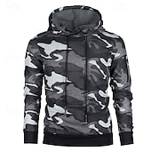 economico Felpa Tattica-Per uomo Felpa con cappuccio Felpa con cappuccio in pile Felpa con cappuccio tattica Felpa con cappuccio mimetica Grigio mimetico Verde mimetico Con Cappuccio Mimetico Tasca Sport &amp; Outdoor Casuale