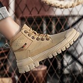 abordables Bottes de travail-Bottines de randonnée kaki pour homme avec semelle extérieure en caoutchouc épais – chaussures d&#039;extérieur respirantes et durables pour l&#039;alpinisme, le travail et les voyages d&#039;aventure