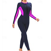 billige Utslett vakter-Dame Badedrakt Rash-guard UV Solbeskyttelse UPF50+ Langermet Badetøy Ta igjen glidelåsen Svømming Surfing Lapper Vår Høst