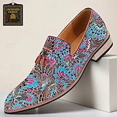 levne Jacquard boty-Pánské Nokasíny Střapcové mokasíny Chůze PU kůže Žakárová látka Pohodlné Protiskluzové Prodyšné Povaleč modrá / černá Léto Jaro Podzim