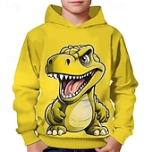 billiga Pojkens 3D-djur-Pojkar 3D Dinosaurie Huvtröja Långärmad Vår Höst Mode Streetwear Barn 4-12 år Huva Utomhus Ledigt Dagligen Normal