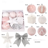 זול קישוטים-18 יחידות כדורי עץ חג המולד קישוטים, קישוט חג המולד, כדורי קצף ורודים פרימיום &amp;סט תליית כוכב בצמרת העץ