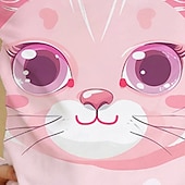 billiga Flickans 3D-djur-Flickor 3D Djur Katt T-shirt Långärmad Vår Höst Mode Grundläggande Barn 4-12 år Rund hals Utomhus Ledigt Dagligen Normal