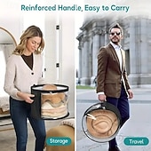  Set de 2 cutii de depozitare pentru pălării pentru femei – cutii mari și transparente pentru depozitarea pălăriilor, pentru pălării de soare cu boruri largi, pălării de cowboy &geantă pliabilă pentru