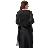 economico Scialli-scialli e stole da donna per abiti da sera, scialli in chiffon trasparente con strass scintillanti, copriabiti formali