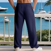 abordables Pierna Recta-Hombre Pantalones de Deporte Pantalones Pantalones deportivos de pierna recta Pantalones de gofres Correa Bolsillo Cintura elástica Plano Comodidad Deporte Diario Moda Casual Negro Blanco