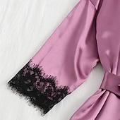 halpa Yöpuvut-Naisten PItsialusvaatteet Seksikkäät alusasut Satiini Silky Pyjama Pyjama PitsiNightwearPolyesteri Deitti Viikonloppu Yhtenäinen Muoti Seksikäs Musta Punastuvan vaaleanpunainen Viini Rubiini Purppura