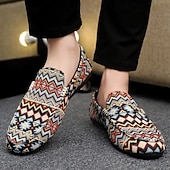 economico Mocassini casual-mocassini da uomo in jacquard multicolore con motivo a zigzag – scarpe casual slip-on alla moda per feste, vacanze e resort estivi